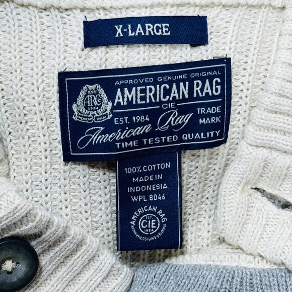 AMERICAN RAG Men's Sweater Beige Mock Turtle Long Sleeve Knit Cotton Pullover XL - Picture 4 of 5